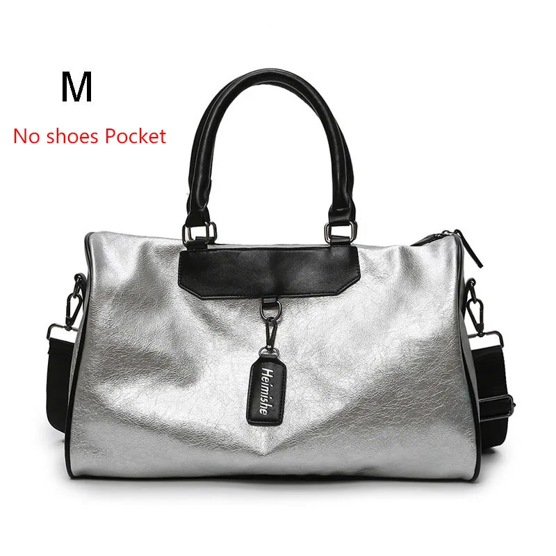 Classy Silver Gym Bag with Bag Tag