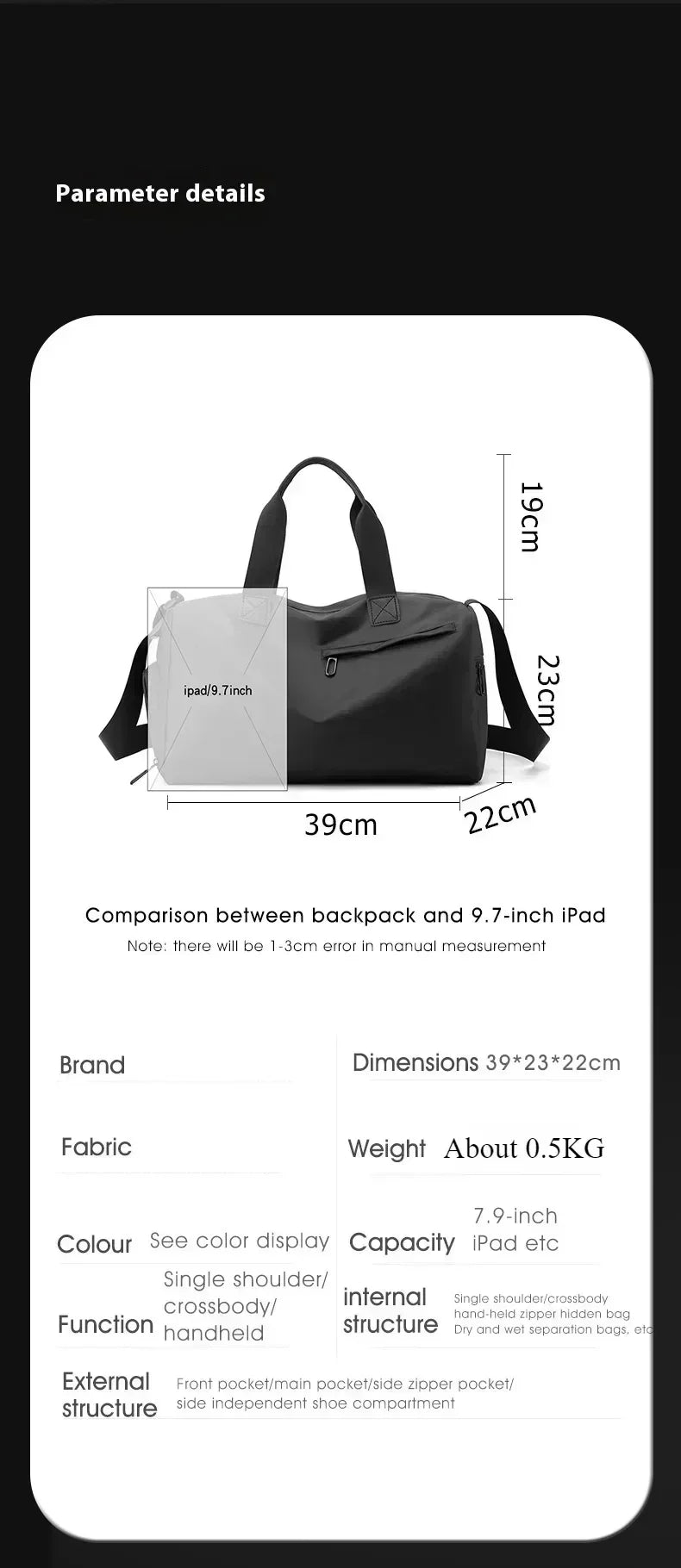 Zipper Large Waterproof Travel & Sports Bag